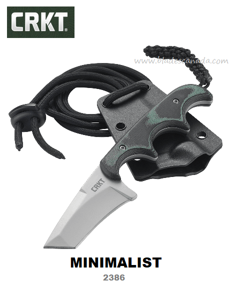 CRKT Minimalist Fixed Blade Neck Knife, Tanto Blade, Zytel Sheath, CRKT2386